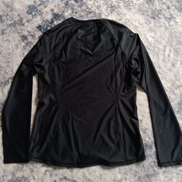 Women's UPF 50+ Rashguard Swim Shirt UV Sun Protection Long Sleeve Black Size SM - Picture 3 of 8